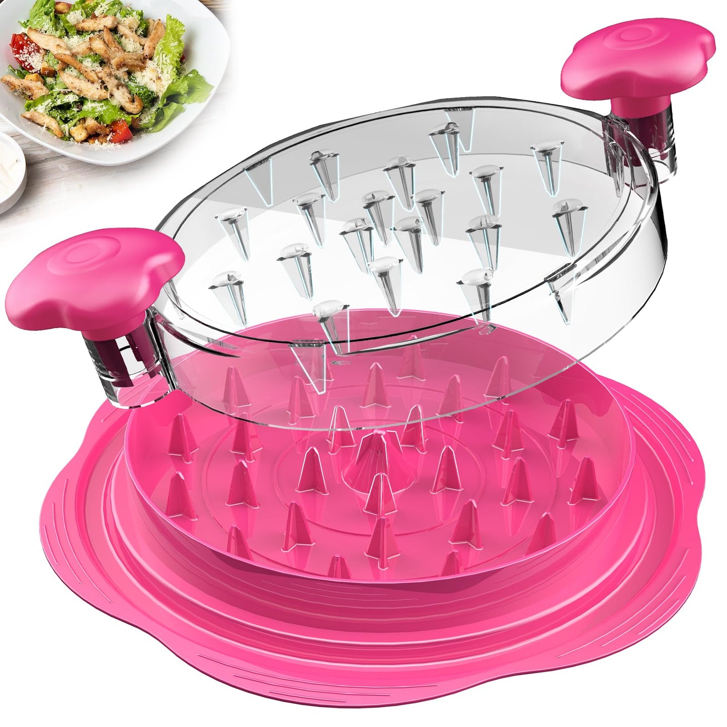 Chicken Shredder Large Chicken Breast Shredder Tool Twist with Brush&Fork, Visible Meat Shredder Machine, Strong Anti-Slip Strip, Ergonomic Handle, BPA Free, Suitable for Pork Beef Chicken