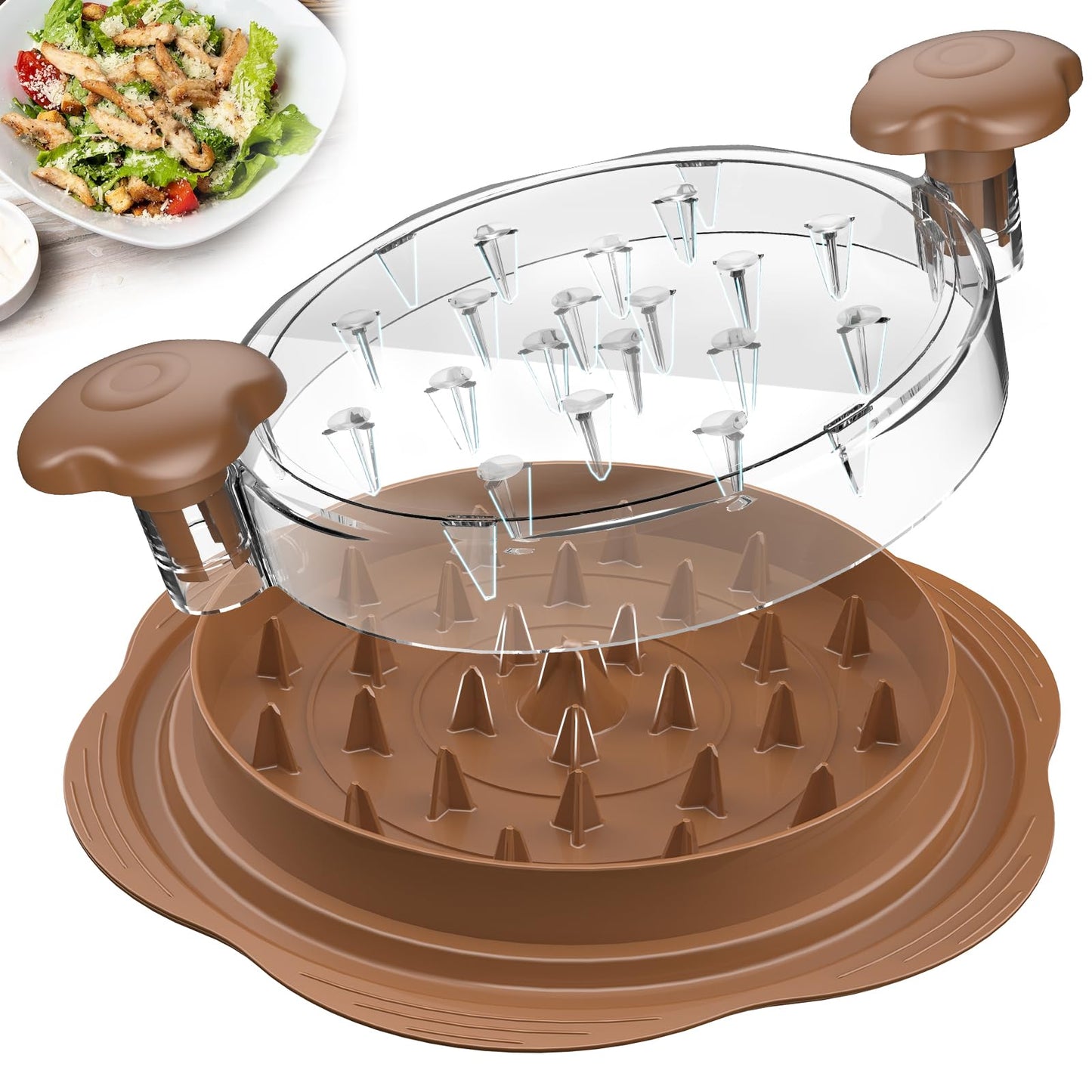 Chicken Shredder Large Chicken Breast Shredder Tool Twist with Brush&Fork, Visible Meat Shredder Machine, Strong Anti-Slip Strip, Ergonomic Handle, BPA Free, Suitable for Pork Beef Chicken