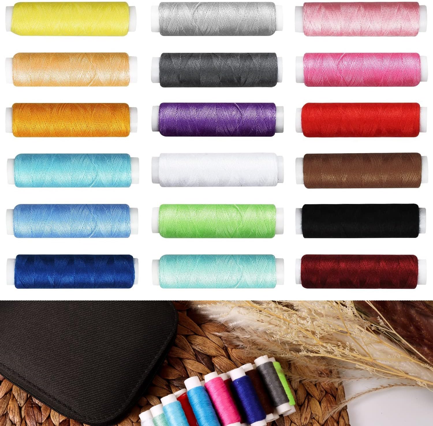 JUNING Sewing Kit with Case Portable Sewing Supplies for Home Traveler, Adults, Beginner, Emergency, Contains Thread, Scissors, Needles,Measuring Tape