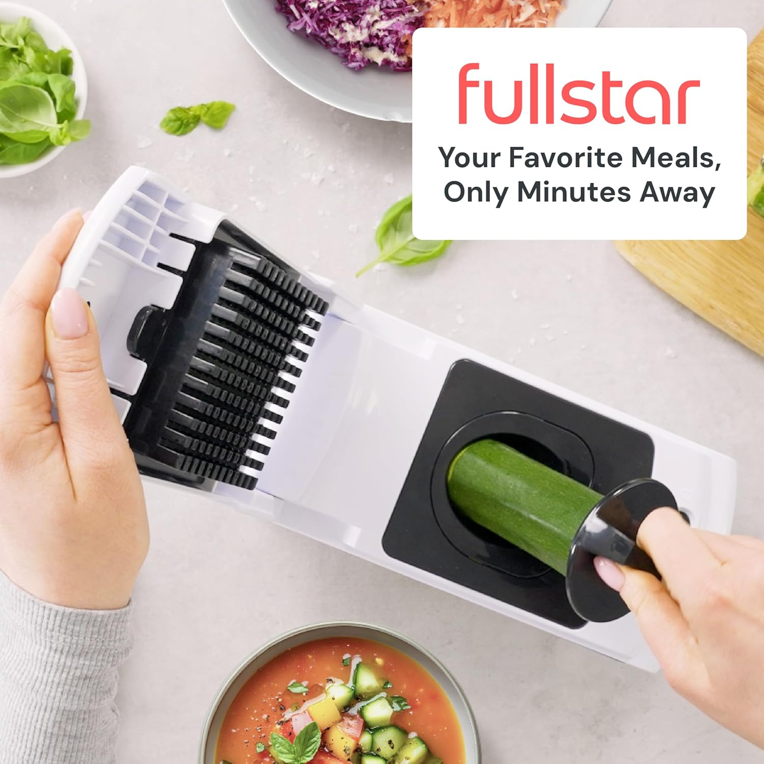 Fullstar The Original Pro Chopper - Vegetable Chopper and Spiralizer, Food Chopper with Container, Fruit Slicer, Kitchen Gadgets & Gifts, Home Essentials (4 in 1, White)